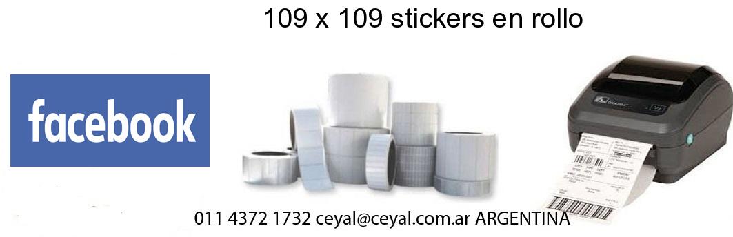 109 x 109 stickers en rollo