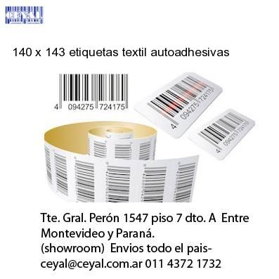 140 x 143 etiquetas textil autoadhesivas