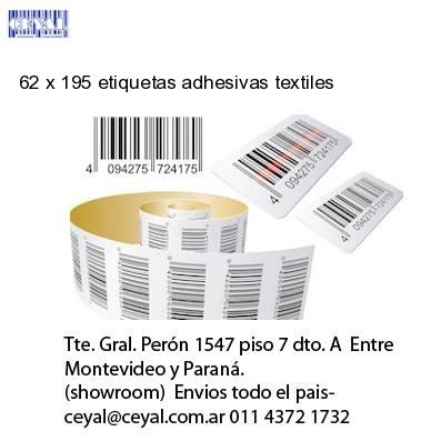 62 x 195 etiquetas adhesivas textiles