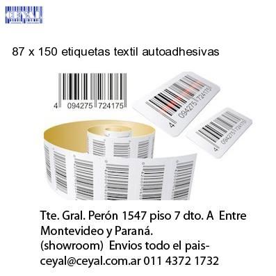87 x 150 etiquetas textil autoadhesivas
