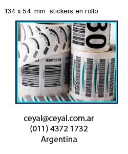 134 x 54  mm  stickers en rollo