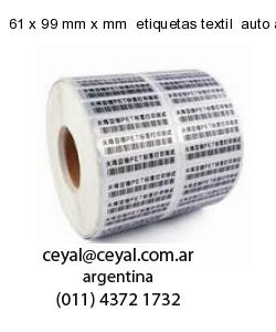 61 x 99 mm x mm  etiquetas textil  auto adhesiva