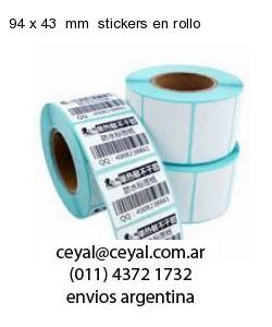 94 x 43  mm  stickers en rollo