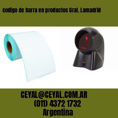 codigo de barra en productos Gral. Lamadrid