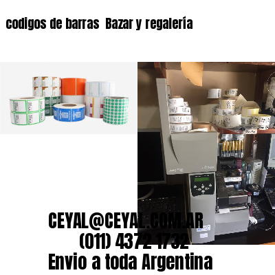 codigos de barras 	Bazar y regalería