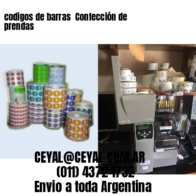 codigos de barras 	Confección de prendas