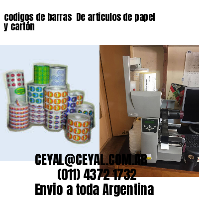 codigos de barras 	De articulos de papel y cartón