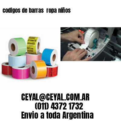 codigos de barras 	ropa niños