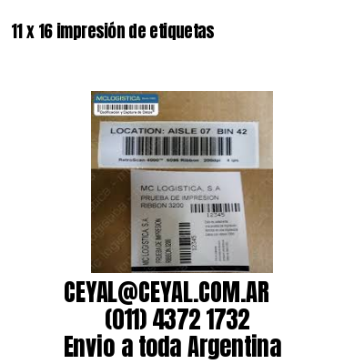 11 x 16 impresión de etiquetas