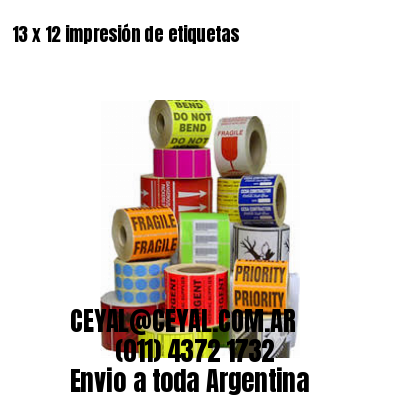 13 x 12 impresión de etiquetas