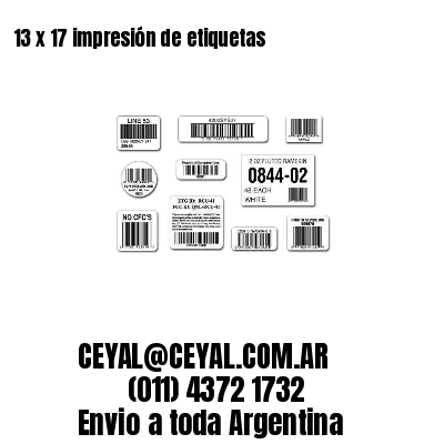 13 x 17 impresión de etiquetas