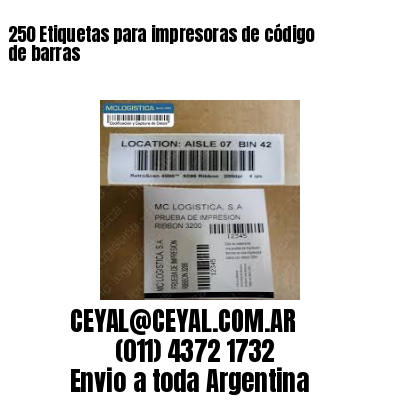 250 Etiquetas para impresoras de código de barras