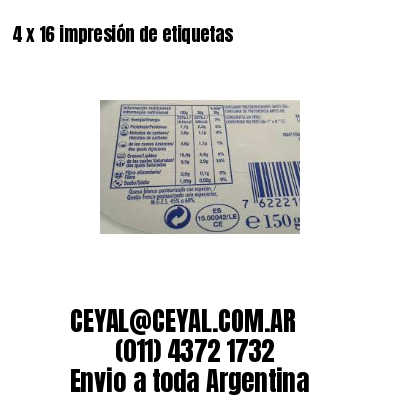 4 x 16 impresión de etiquetas