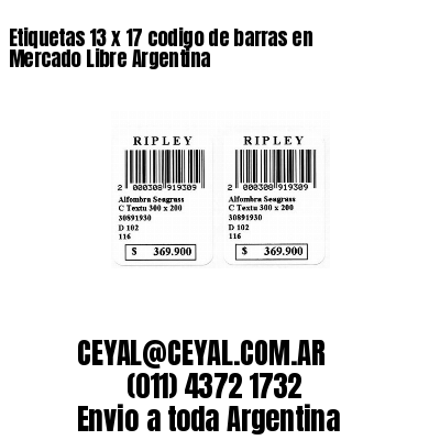 Etiquetas 13 x 17 codigo de barras en Mercado Libre Argentina