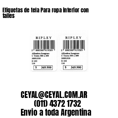 Etiquetas de tela Para ropa interior con talles
