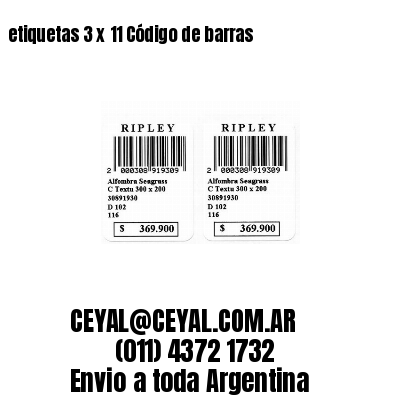 etiquetas 3 x 11 Código de barras