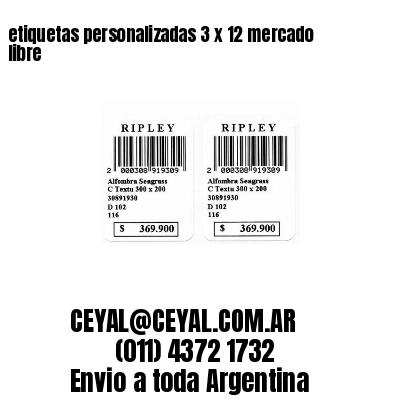 etiquetas personalizadas 3 x 12 mercado libre