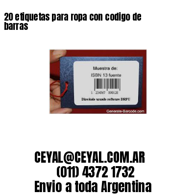 20 etiquetas para ropa con codigo de barras