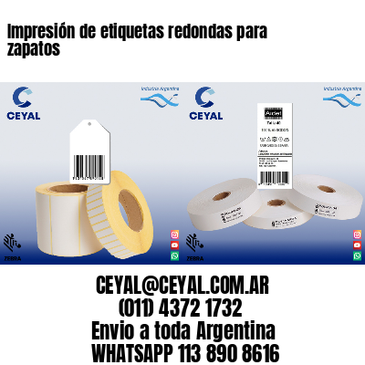 Impresión de etiquetas redondas para zapatos