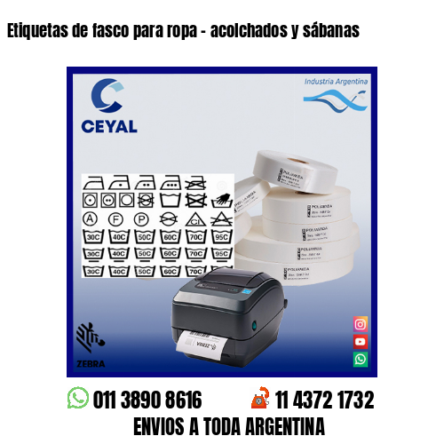 Etiquetas de fasco para ropa – acolchados y sábanas