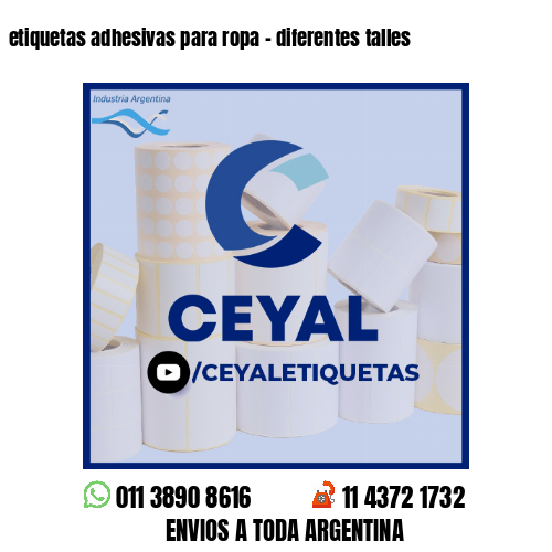 etiquetas adhesivas para ropa - diferentes talles