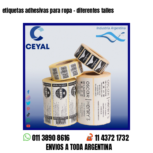 etiquetas adhesivas para ropa – diferentes talles