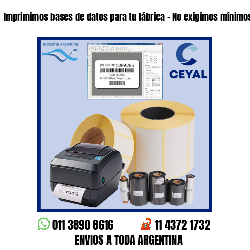 Imprimimos bases de datos para tu fábrica – No exigimos mínimos!