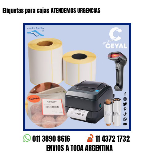 Etiquetas para cajas ATENDEMOS URGENCIAS