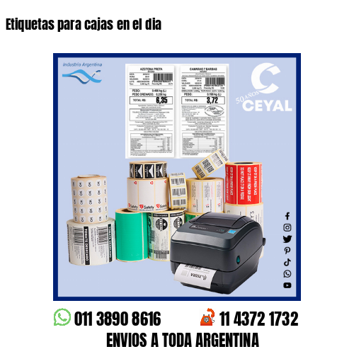 Etiquetas para cajas en el dia