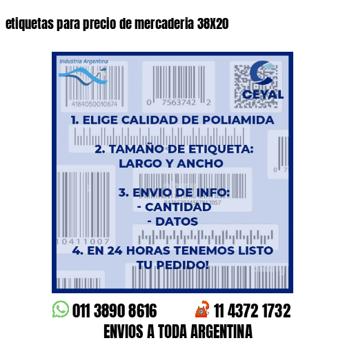 etiquetas para precio de mercaderia 38X20