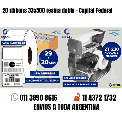 20 ribbons 33x500 resina doble - Capital Federal