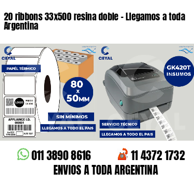 20 ribbons 33x500 resina doble - Llegamos a toda Argentina