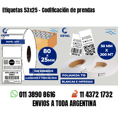 Etiquetas 53x25 - Codificación de prendas