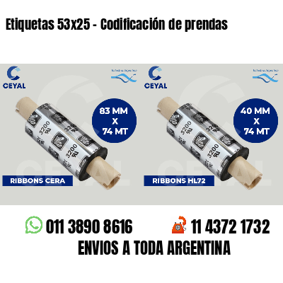 Etiquetas 53x25 - Codificación de prendas