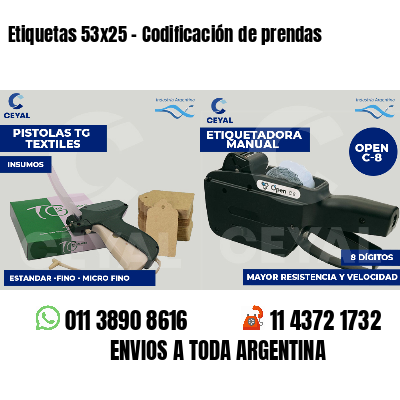 Etiquetas 53x25 - Codificación de prendas
