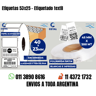 Etiquetas 53x25 - Etiquetado textil