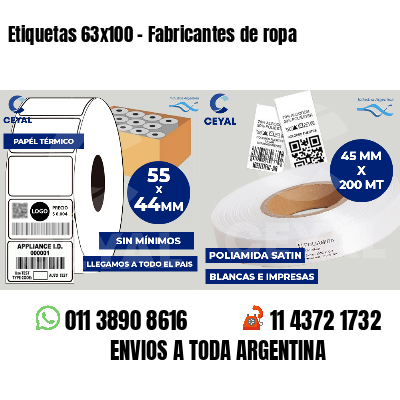 Etiquetas 63x100 - Fabricantes de ropa