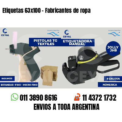 Etiquetas 63x100 - Fabricantes de ropa