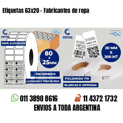Etiquetas 63x20 - Fabricantes de ropa