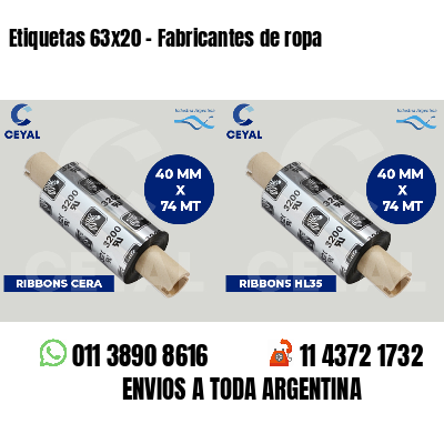 Etiquetas 63x20 - Fabricantes de ropa