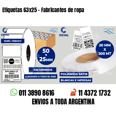 Etiquetas 63x25 - Fabricantes de ropa