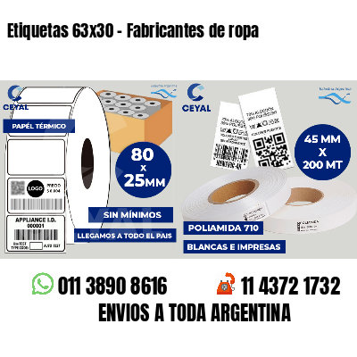 Etiquetas 63x30 - Fabricantes de ropa