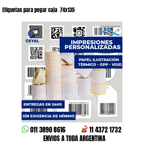 Etiquetas para pegar caja  74x135