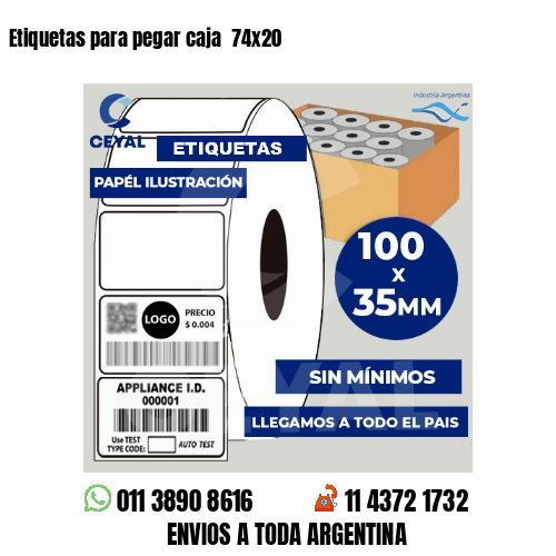 Etiquetas para pegar caja  74×20