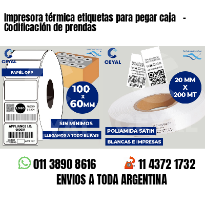 Impresora térmica etiquetas para pegar caja   - Codificación de prendas