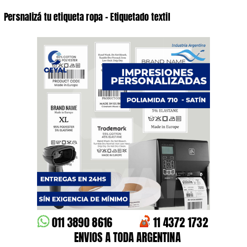 Persnalizá tu etiqueta ropa - Etiquetado textil