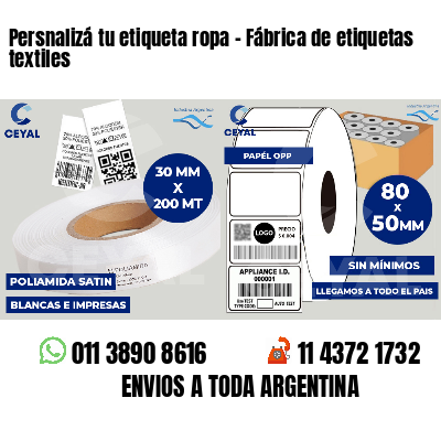Persnalizá tu etiqueta ropa - Fábrica de etiquetas textiles