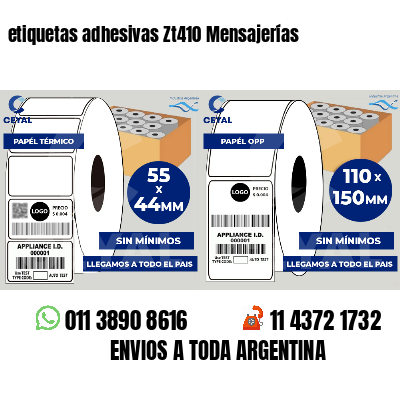 etiquetas adhesivas Zt410 Mensajerías
