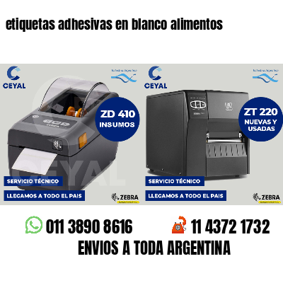 etiquetas adhesivas en blanco alimentos
