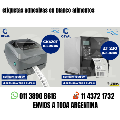etiquetas adhesivas en blanco alimentos